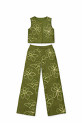 Set lino flores bordadas